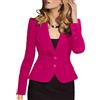 YMING Donna Blazer Manica Lunga Monopetto Casual Lapel Cardigan Lavoro Ufficio Giacche con Tasche Due Bottoni Rosa L