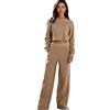 HAXNOHEY Tuta Donna Completa Tute Eleganti Donna Set Tuta Larga Elegante Oversize Donna Tute Larghe Tracksuit Donna Tuta Due Pezzi Casa Lunga Taglie Forti Donna Tuta Signora Primaverili Casual Morbida Cachi M