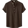 Xmiral Camicia Camicetta Top Uomo Camicia Stampata a Righe Casual Camicia a Maniche Corte Monopetto con Colletto rovesciato (L,Grigio-11)