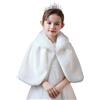 SK Studio Coprispalle da bambina, Invernale Elegante Giacca di Pelliccia Coprispalle Sposa Inverno Manica Lunga per matrimoni Bianco, 8-10 anni