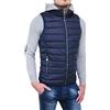Evoga Giubbotto piumino uomo casual smanicato gilet slim fit con cappuccio (L, Blu)