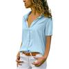 Xmiral Donna Camicia Bluse Donne Scollo a V Pulsante Manica Lunga T-Shirt Top Camicetta Confortevole Casa M Blu
