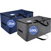 IHOMAGIC Borsa Portaoggetti Grande Capacità per Trapunte e Coperte, Porta Abiti Pieghevole con Manico e Cerniera Lampo, Organizzatore di Armadio Contenitore Sottoletto, 100L Grigio Scuro/Blu Scuro