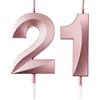 FAINCA 3D Candele di Compleanno Numero, Numero 21 Candele Compleanno, Oro Rosa Candeline Compleanno Scintillanti, per Festa Nozze Anniversario Celebrazione Forniture