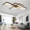TJSC Plafoniera LED Soffitto Moderna,Plafoniera Salotto Dimmerabile, 115W Quadrata Geometrica Lampada Da Soffitto,per Decorativa Soggiorno, Camera da Letto,Sala da Pranzo,Cucina,Ufficio,140cm, Nero