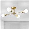CIBITA Lampadario Industriale, Plafoniera Sputnik Vintage, Lampada da Soffitto Forma DIY in Ferro Dorato per Camera da Letto, Soggiorno, Cucina, E27, Diametro 72 cm (Senza Lampadina)