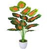 AIVORIUY Piante Finte da Interno Areca Palma Alberi in Vaso Piante Artificiali da Esterno Plastica Finta Pianta Foglia Soggiorno Decorazioni Camera da Letto Balcone (77cm Palme Rosse e Verdi)