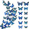 LEEWYOU 24 Pcs Adesivo da Parete Farfalla, 3D Farfalle Decorative, 3D con Adesivo da Parete Farfalla Magnetico, Adesivo Farfalla Staccabile Ottimo per Decorazioni (Blu)