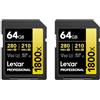 Lexar Gold Series Professional - Scheda di memoria SDXC UHS-II U3, 1800 x 64 GB, confezione da 2