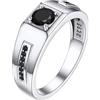 Bandmax Anello Uomo Argento 925, Personalizzato Inciso Anelli Uomo Solitario, Nero Anello Argento 925 con zirconi, Anelli Misura 13, Anello Regalo per Fidanzamento Papà Amanti