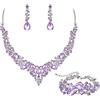 EVER FAITH Gioielli da Sposa per Donna, Collana a grappolo in Cristallo Austriaco, Orecchini Pendenti, Bracciale con Lacci Viola Lavanda