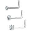 PunkTracker 20g 14K vero oro naso anelli CZ diamante finto naso borchie ipoallergenico narice naso piercing gioielli per donne uomini, Oro bianco