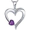 YL Collana cuore Argento 925 tagliato Febbraio Pietra portafortuna Ametista Collana con Ciondolo a Doppio Cuore per Donna, 45-48 cm