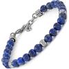 10:10 Bracciale Uomo Donna Con Pietre Naturali Lapislazzuli Da 6 mm, Beads In Acciaio Inox Diamantati - Stile Minimal e Casual - Regolabile, Elegante, Resistente - Made In Italy