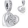 NINGAN 18 Numero significativo di ciondoli per Pandora Charm 925 Ciondoli in argento Collana con perline, Charm pendente per compleanno Anniversario Festa della mamma