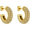 Purelei Orecchini Big Glitter Purelei (oro), Orecchini da donna in acciaio inossidabile, Gioielli da donna durevoli con pietre, Orecchini a cerchio ideali come regalo, 20 mm di diametro