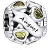 NINGAN Gennaio-dicembre Pietra natale in argento sterling 925 Perline vuote in oro rosa e argento Adatto per braccialetti da donna
