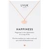 LUUK LIFESTYLE Collana in filigrana con design raffinato con ciondolo ginkgo|foglia e dedica HAPPINESS, acciaio inossidabile, idea regalo alla moda per donna e ragazza, rosa