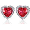 JewelryPalace Cuore Of Ocean 3.8ct Sintetico Rosso Rubino Amore Eterno Halo Stud Orecchini 925 Sterling Argento