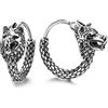 COOLSTEELANDBEYOND 2 Annata Serpente Scaglia Modello Cerchio Orecchini a Cerchio con Testa di Lupo, Orecchini da Uomo, Acciaio Inossidabile