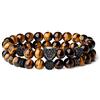 COAI Set Due Bracciali da Uomo con Perle in Occhio di Tigre e Amuleto Leone