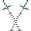 PunkTracker Orecchini a forma di spada gotica ipoallergenica, in acciaio chirurgico, da donna, con zirconia cubica nera, stile punk, Y2K, Emo, Acciaio inossidabile