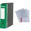 Esselte G75 Essentials Registratore Formato Protocollo Dorso 8 Cm Verde Confezione Da 6 Pezzi 390775180 & Buste Perforate Essentials Ppl Antiriflesso Formato 21 X 29,7 Cm 392713000