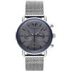 Emporio Armani Orologio Uomo, movimento cronografo, cassa in acciaio inossidabile 43 mm con bracciale in acciaio inossidabile, AR11383