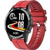 KDFJ Orologio intelligente da uomo, orologio fitness tracker con risposta alla chiamata Bluetooth, orologio sportivo in acciaio inossidabile impermeabile IP67 per Android IOS-Silicone rosso