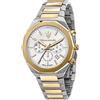 Maserati Orologio Uomo, Stile, Acciaio e PVD Oro, Cronografo con Datario, Vetro trattamento Zaffiro, al Quarzo, Analogico, Resistente all'Acqua 10 ATM - R8873642009