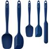 HOTEC Set di 5 spatole in gomma siliconica resistenti al calore fino a 315,6 °C, senza BPA, per cucina, cottura, miscelazione, per pentole antiaderenti, lavabili in lavastoviglie, blu classico