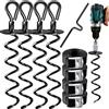 KESSER Set di 4 ancoraggi a terra,9 pezzi,fissaggio per trampolino,altalena,gazebo,tenda per feste,giardino,altalena,tenda,in acciaio inox 1 cm,per avvitare,4 cinghie + aiuto rotante