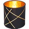 Lichthandel Hoch Paralume rotondo retrò vintage, colore nero/oro, paralume in tessuto, paralume di ricambio, lampada da tavolo, lampada a sospensione, attacco E27, motivo nero/oro, diametro 13 cm
