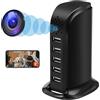 Nisanmoon Telecamera Nascosta WiFi, Mini Telecamera Spia Nascosta | Caricatore con Porte USB 5 in 1 e Telecamera Nascosta, Rilevamento del Movimento, Visualizzazione Remota