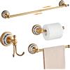 MOGFCT Antique Bronze Bagno Hardware Set, Portasalviette regolabili, Toilet Roll Paper Holder, Hand Towel Holder, Gancio, Oro Accessori Bagno Set Montaggio A Parete