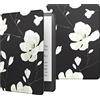 MoKo Custodia Compatibile con Kindle Paperwhite 11ª Generazione 2021 e 2022, Schermo da 6,8, Custodia Protettiva Ultra Sottile Leggera per Lettore Ebook, Nero & Bianco Magnolia