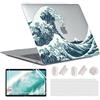 MUSHUI 4 in 1 Custodia per MacBook Air 13 Pollici 2020 2019 2018 Modello A2337 M1/A2179/A1932, Plastica Case Rigida & Tastiera Cover & Proteggi Schermo per MacBook Air 13,3, Onde Giapponesi