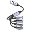 MOGOOD USB Splitter Cavo USB 4 in 1 Hub USB Adattatore da USB a USB Splitter USB Multi Presa Convertitore Cavo USB a 4 USB Femmina Multi Porte USB Cavo di Prolunga di Alimentazione USB per PC/Auto/TV