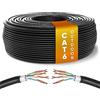 Mr. Tronic Cavo Impermeabile Esterno Ethernet Cat 6 da 50m, Cavo di Rete LAN Cat 6 ad Alta Velocità Per Internet Veloce 1 Gbps - AWG24 Sfuso Senza Connettori RJ45, UTP CCA (50 Metri, Nero)