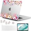 MUSHUI 4 in 1 Custodia per MacBook Pro 13 Pollici 2022-2016 (Modello: A2338 M1 M2 A2289 A2251 A2159 A1989 A1706 A1708), Morbida Case & Tastiera Cover per Mac Pro 13.3, Fiori Brillanti 1