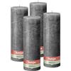 Bolsius Rustik Candela XXL - Antracite - Set di 4 candele decorative - durata di combustione 200 ore - non profumate - Include cera naturale vegana - senza olio di palma - 30 x 10 cm