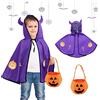 May Huang Costume da Diavolo di Halloween, Mantello Demoniaco, Mantello per Bambini di Halloween con Borsa di Zucca, per Bambini Ragazzi Ragazze Costume Cosplay (Viola)