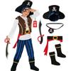Morph Costume Pirata Bambino Blu - Vestito Carnevale Bambina e Bambino, Accessori Pirata per Feste e Halloween, 10-12 anni