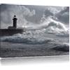 Pixxprint Onde di Tempesta Faro Portogallo Stampa su Tela 60x40 cm Artistica murale