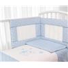 Babysanity- Set Paracolpi Lettino Alta Traspirabilità Piumino Copripiumino Sfoderabile Federa 100% Cotone Made in Italy (Piccole Stelle Azzurro)