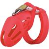 Kutocesy Chastity Cage Uomo Gabbia Pene Silicone Bdsm Sissy Cintura Castità Maschile Per Giochi Erotitici Sexy Per Coppie (Small,Red)