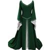 YUDATPG Abito medievale a sbuffo a maniche lunghe rinascimentale per donna, camicia da contadina, costume da Halloween, vestito da fata gotico, vestito da notte, travestimento, Verde, S