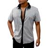 COSAVOROCK Camicia Discoteca Anni 70 da Uomo Camicie Metallico Fantasia Funky Brutto Argento M