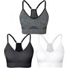 SEGRILA Reggiseno Sportivo da Donna Imbottito Racerback Allenamento Yoga Reggiseni con Cinghie Regolabili, Nero, Bianco e Grigio., M