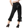 COSDREAMER BasilDonne Gothic Steampunk Elastic Waist Breeches Pirate Costume Pantaloni Nero, XS
